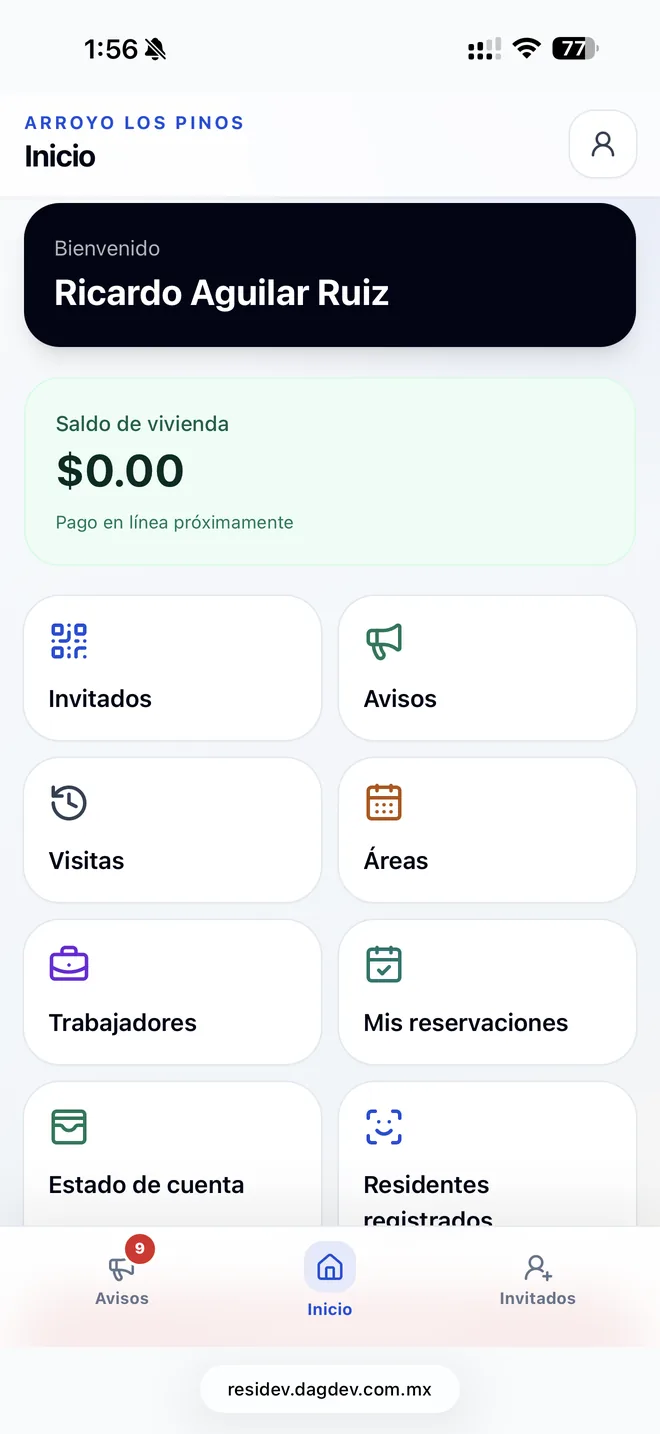 Inicio del portal del residente