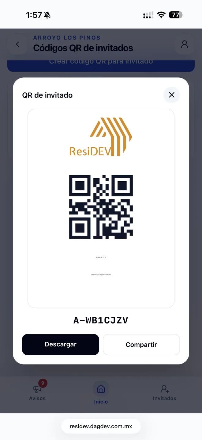Código QR para una visita